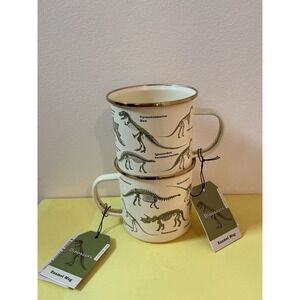 Dinosaur Enamel Mug Set Fossil Skeleton Dinosaurs Jurassic Gift Republic